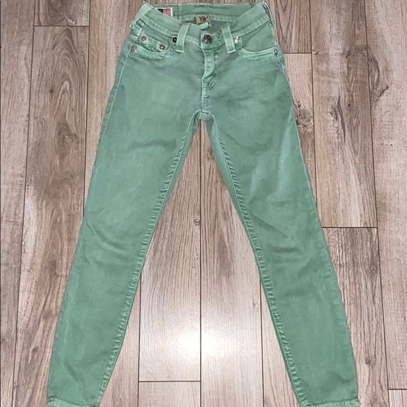 True religion green brooklyn cropped skinny jeans size 24 - Picture 1 of 5